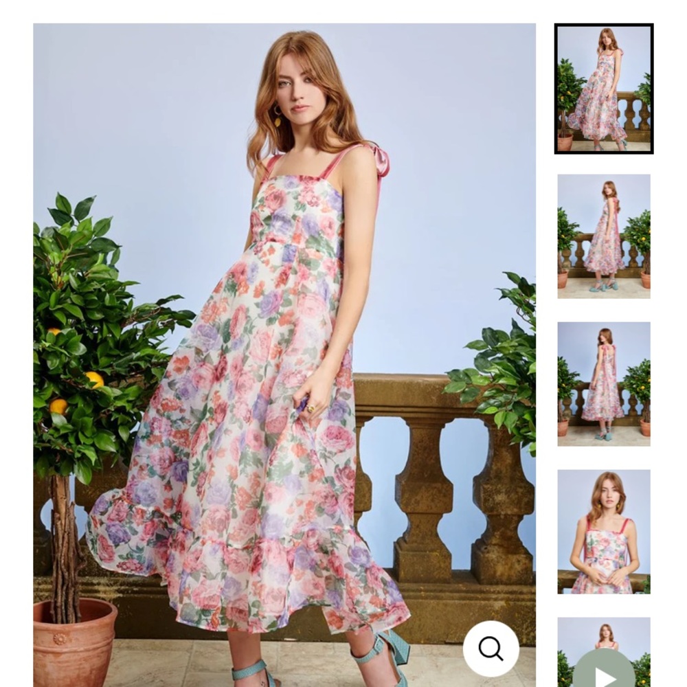 Floral Midi Dress, Size L